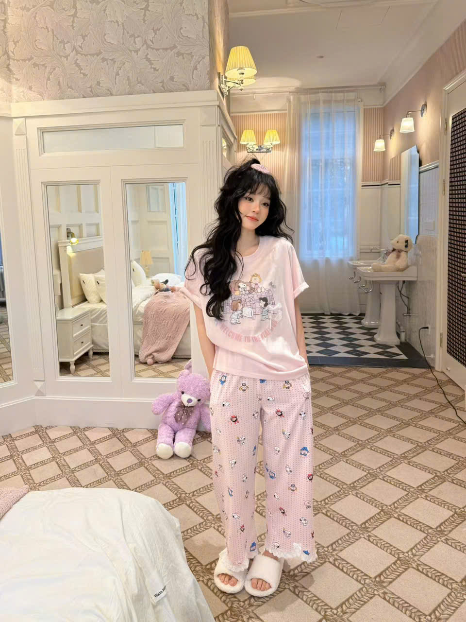 Bộ hồng quần dài — Mềm mại nữ tính