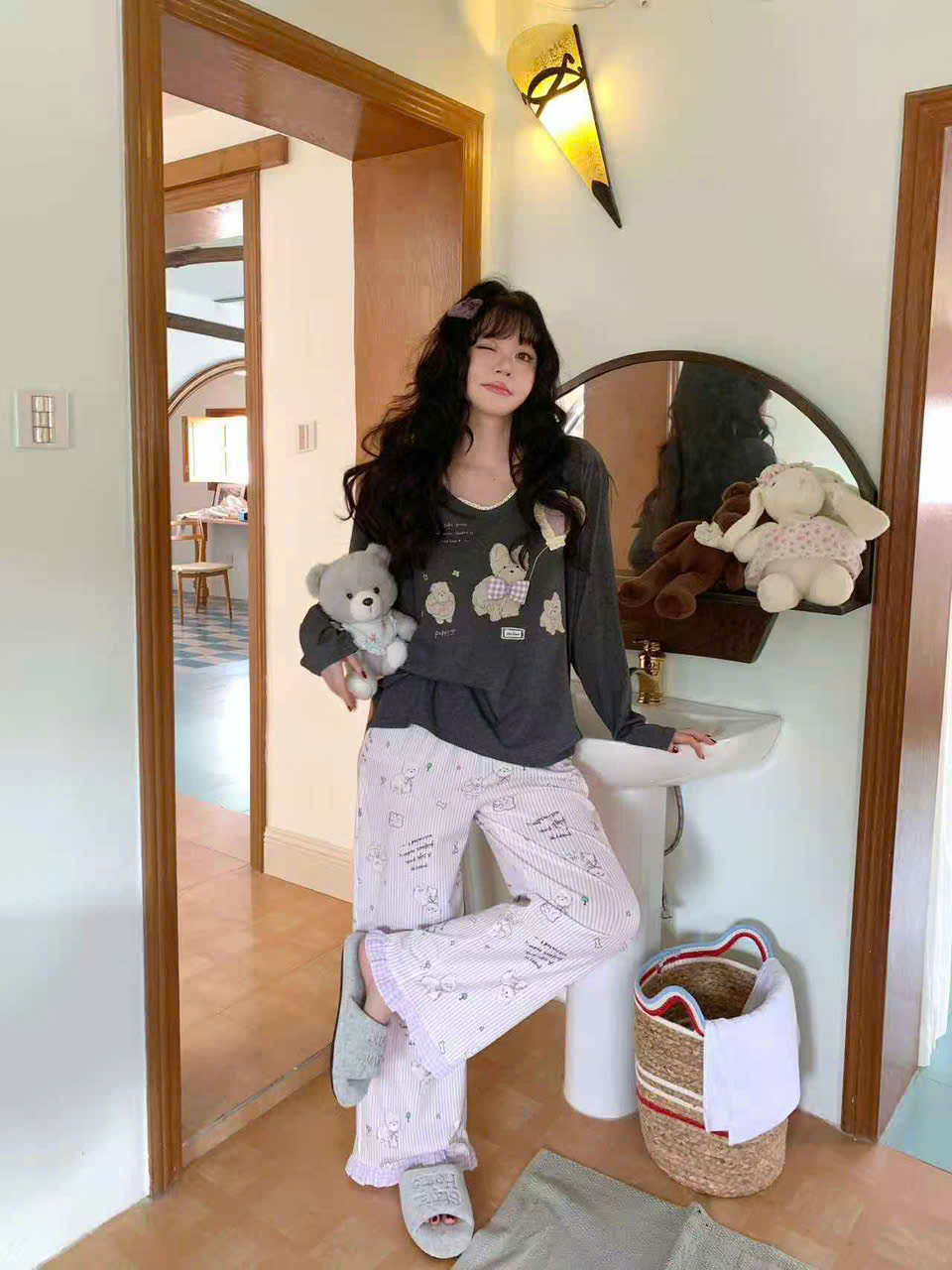 Bộ dài họa tiết thú — Thoải mái tại nhà